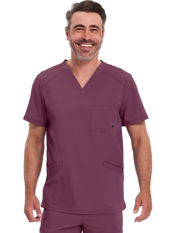 Infinity Cherokee V- Neck Men's Scrub Top with Rib Knit Back Panels with 3 Pockets and 360 Stretch - CK900A