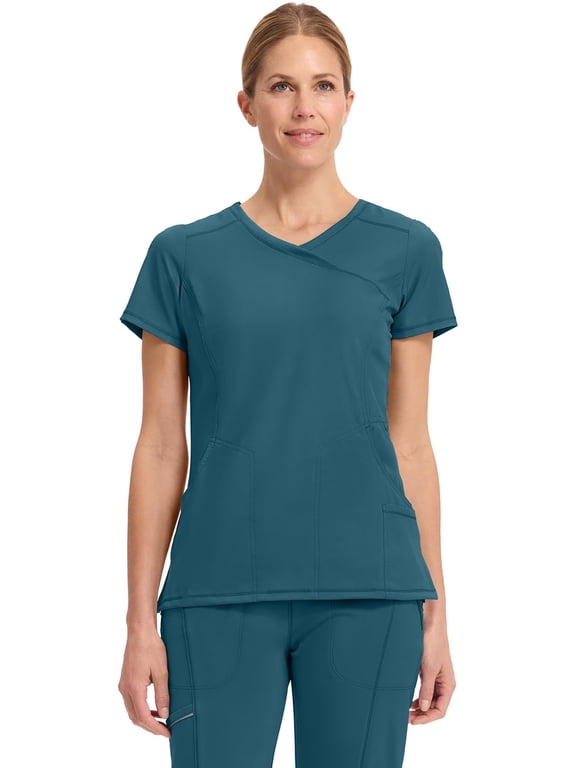 Infinity Scrub Top for Women Mock Wrap Stretch