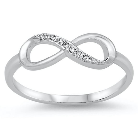 Infinity Clear CZ Love Promise Ring .925 Sterling Silver Band White Jewelry Female Size 9