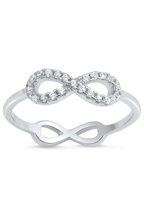 Infinity Clear Cubic Zirconia Love Knot Ring 925 Sterling Silver Band White Jewelry Female Size 10