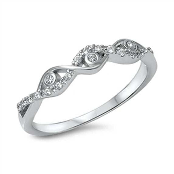 Infinity Clear Cubic Zirconia Ring .925 Sterling Silver Band White Jewelry Female Male Unisex Size 6