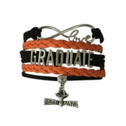Infinity Collection Graduation Jewelry, Graduate Bracelet - Perfect Graduation Gift - (Black and Orange)