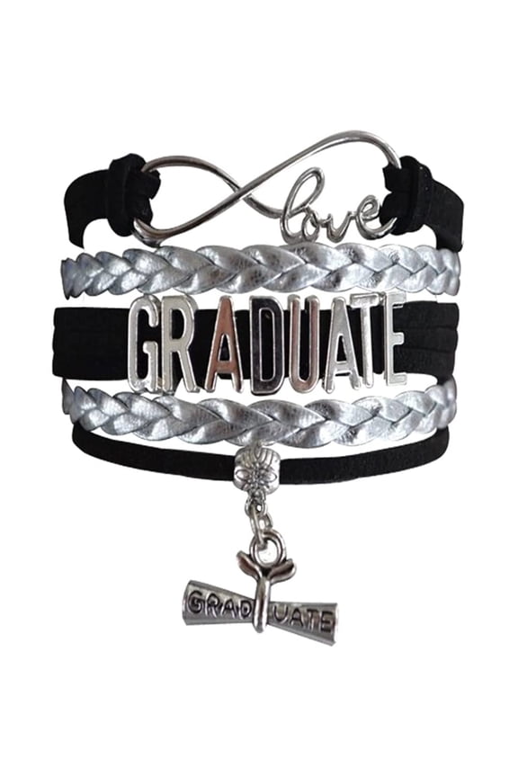 Graduation Jewelry, Graduate Bracelet - Perfect Graduation Gift - (Black and Silver)
