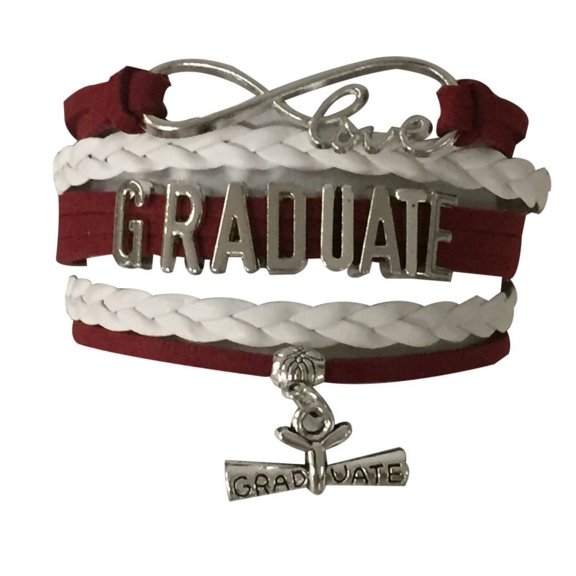 Infinity Collection Graduation Jewelry, Graduate Bracelet - Perfect Graduation Gift - (Maroon and White)