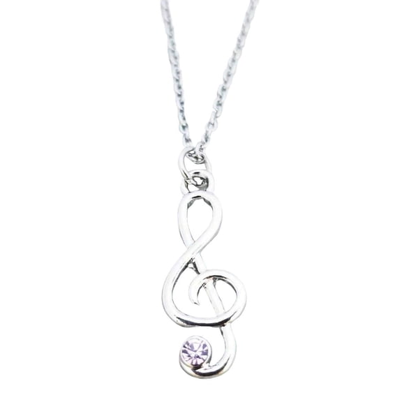Infinity Collection Music Note Birthstone Charm Necklace - Birthstone Treble Clef Jewelry Gift, Music Lover Jewelry Gift, Musician Gift (June)