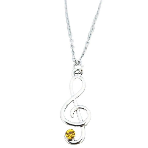 Infinity Collection Music Note Birthstone Charm Necklace - Birthstone Treble Clef Jewelry Gift, Music Lover Jewelry Gift, Musician Gift (November)