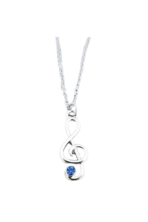 Music Note Birthstone Charm Necklace - Birthstone Treble Clef Jewelry Gift, Music Lover Jewelry Gift, Musician Gift (September)