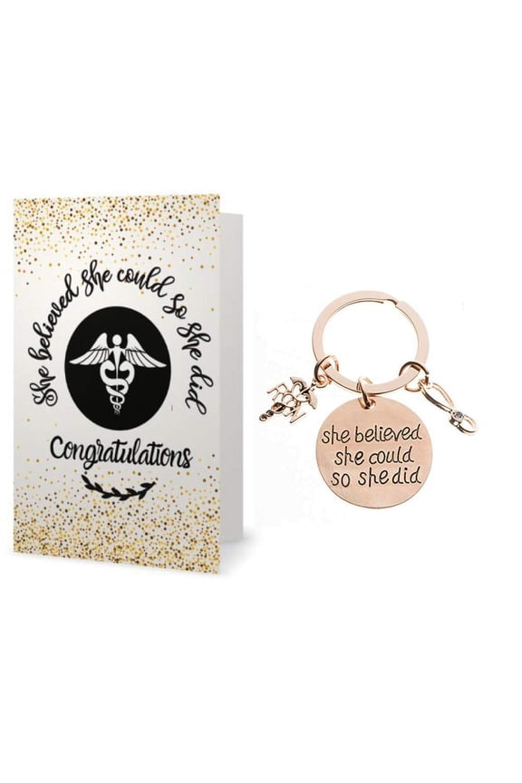 Nurse Keychain & Card Gift Set, Nurse Gift, Nurse She Believed She Could Keychain, Nursing Keychain Makes Perfect Nurses Graduation Gift