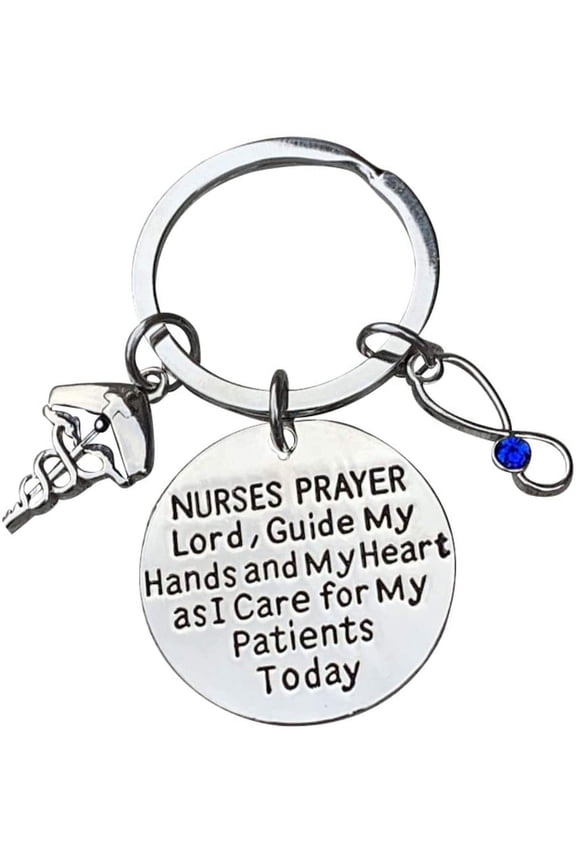 Nurse Keychain with Birthstone Charm, Nurse Gift, Nurse Prayer Keychain, Nursing Keychain makes Perfect Nurses Gift (December)
