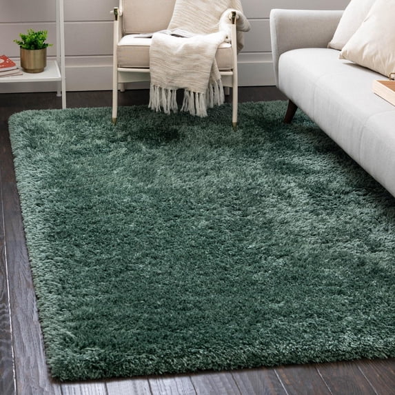 Unique Loom Infinity Shag Collection Area Rug - Jinko (8' x 10' Rectangle Forest Green)