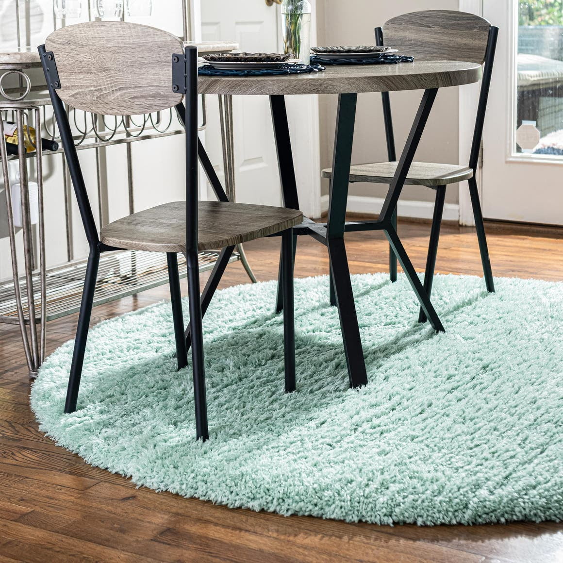 Infinity Collection Solid Shag Round Rug by ‚Äì Cyan 5' Round