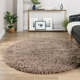 thumbnail image 1 of Infinity Collection Solid Shag Round Rug by Rugs.com ‚Äì Khaki 5' Round High-Pile Plush Shag Rug Perfect for Dining Rooms, Breakfast Nooks, Kitchens and More, 1 of 6