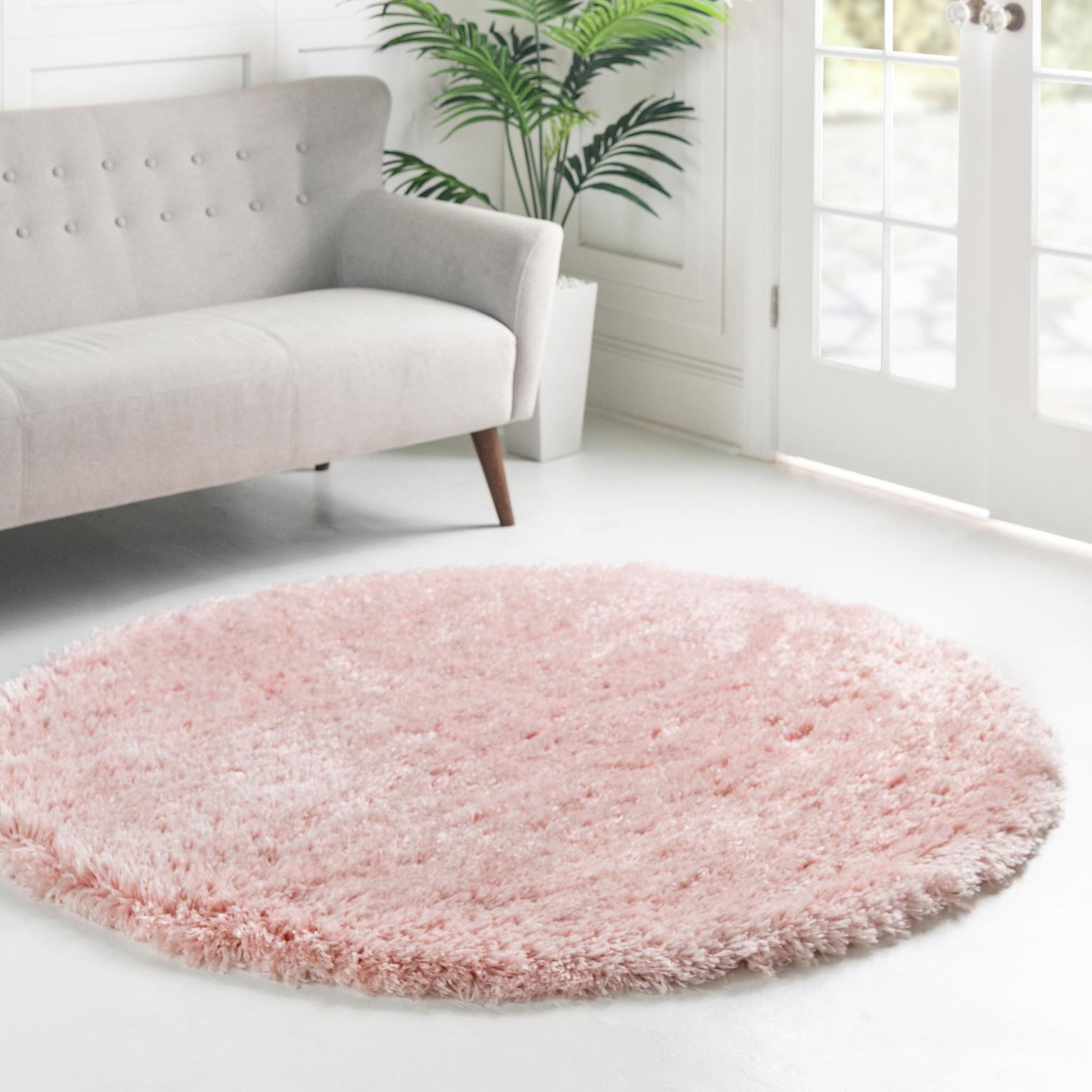 Intinity Rug Infinity Collection Solid Shag Round Rug by Rugs.com – Pink 4' Round ...