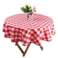 thumbnail image 1 of Infinity Collection Spill Proof Fabric Buffalo Check Plaid Tablecloth Matching Border Stain Resistant Wrinkle Resistant for Dining Room Kitchen Restaurant Indoor Picnic (Red and White,70" Round), 1 of 6