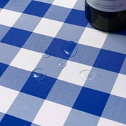 Infinity Collection Spill Proof Fabric Buffalo Check Plaid Tablecloth Stain Resistant Wrinkle Resistant for Dining Room Kitchen Restaurant Indoor Picnic (Blue and White,60" x 120")