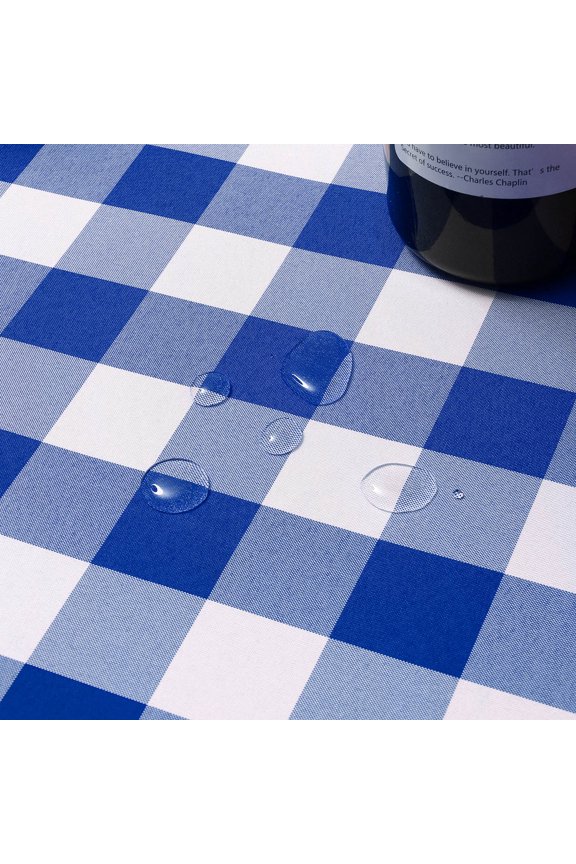 Infinity Collection Spill Proof Fabric Buffalo Check Plaid Tablecloth Stain Resistant Wrinkle Resistant for Dining Room Kitchen Restaurant Indoor Picnic (Blue and White,60" x 120")