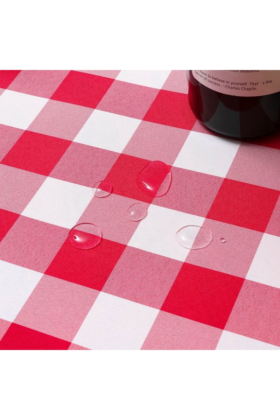 Infinity Collection Spill Proof Fabric Buffalo Check Plaid Tablecloth Stain Resistant Wrinkle Resistant for Dining Room Kitchen Restaurant Indoor Picnic (Red and White,60" x 84")