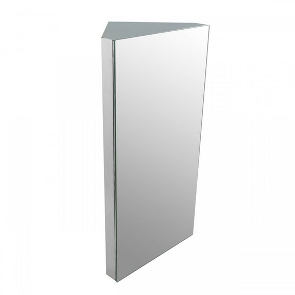 Infinity Corner Wall Mount Medicine Cabinet Brushed Stainless Steel w/Mirror Door Triple Shelf Opens Right to Left 11-7/8" W x 23-5/8" H Easy Install Renovators Supply