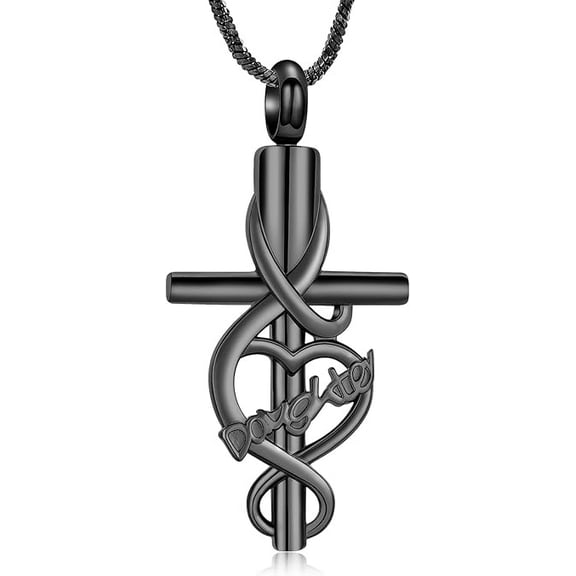 Infinity Cremation Jewelry Cross Urn Necklace for Ashes Stainless Steel Urn Pendant Memorial Ashes Necklace for Daughter