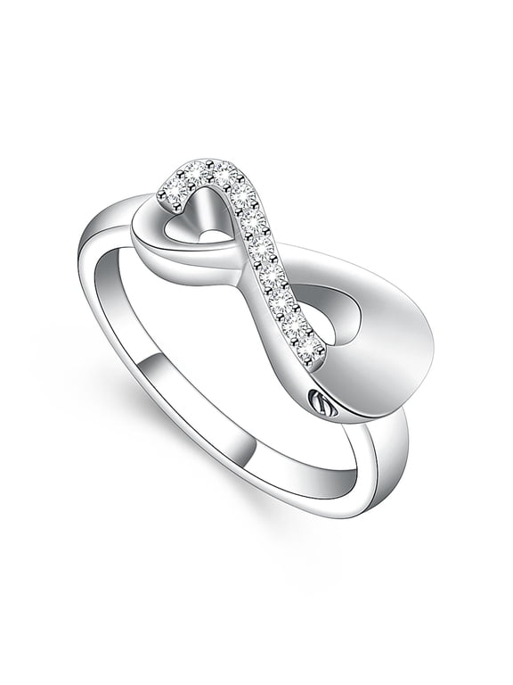 Infinity Cremation Jewelry Infinity Love Cremation Ring for Ashes Stainless Steel Hold Loved Ones Ash Keepsake Finger Ring Urn Locket Memorial Jewelry for Women-NO.9