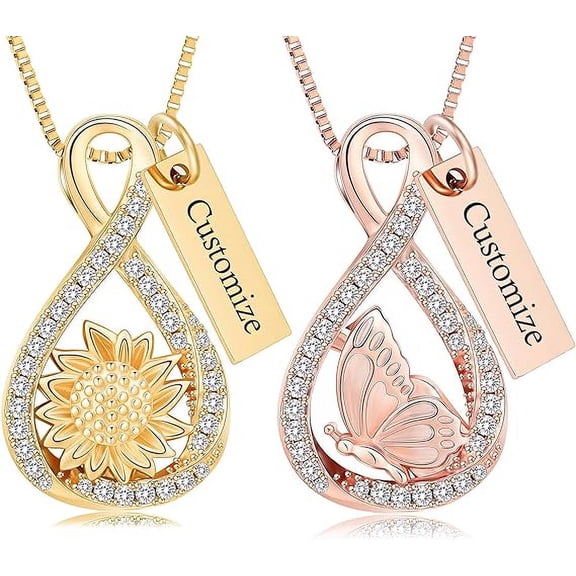 Infinity Cremation Jewelry Urn Necklace for Ashes - Crystal Urn Pendant Keepsake Necklace Butterfly / Sunflower Memorial Cremation Jewelry Gift for Women Ashes Pendant Locket