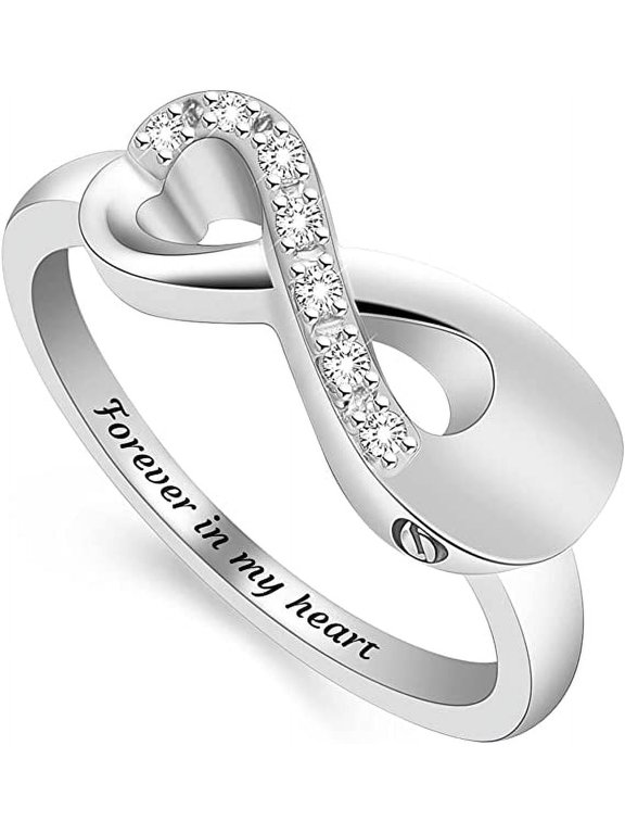 Infinity Cremation Ring for Ashes - Stainless Steel Cremation Inlay Crystal Urn Jewelry I Carry You with me Memorial Keepsake Locket Rings for Human/Pet Ash