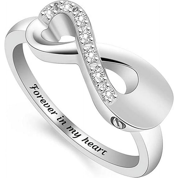 Infinity Cremation Ring for Ashes Crystal Infinity Ring Memorial Keepsake Urn Ring Holder Ash for Pet/Human Urn Ring for Women NO.7-NO.10