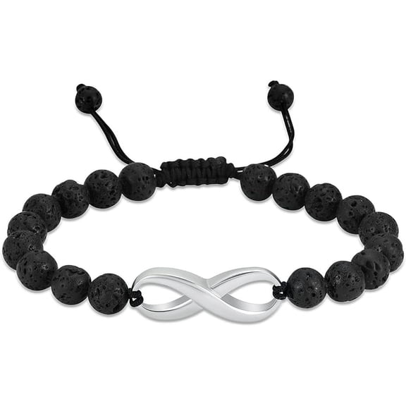 Infinity Cremation Urn Bracelet for Ashes - Stainless Steel Lava Stone Adjustable Memorial Bangle Loved Ones
