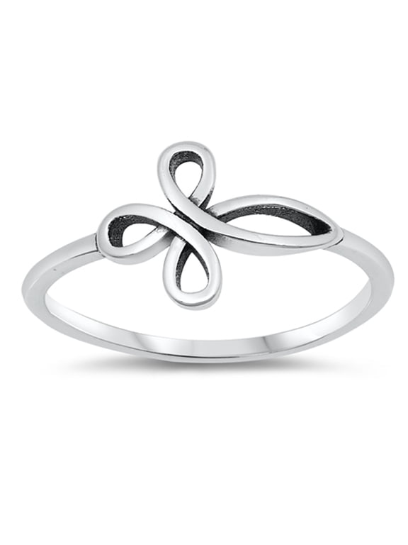 Infinity Cross Knot Christian Ring .925 Sterling Silver Jewelry Female Male Unisex Size 11