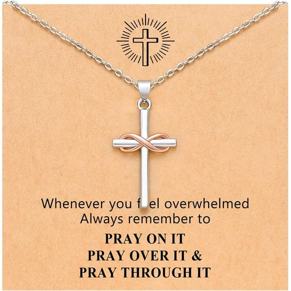 Infinity Cross Necklace for Women, Christian Graduation Baptism Gifts for Women Confirmation Gifts for Teen