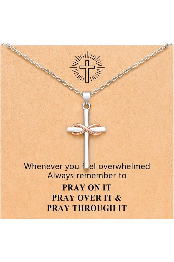 Infinity Cross Necklace for Women, Christian Graduation Baptism Gifts for Women Confirmation Gifts for Teen