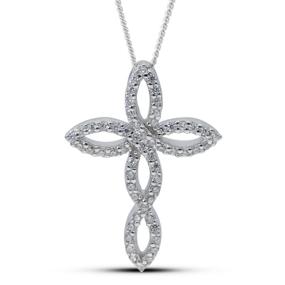 Infinity Cross Pendant Necklace Women Jewelry Fashion 925 Sterling Silver Cross