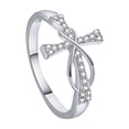 thumbnail image 1 of Infinity Cross Promise Ring for Women - Cubic Zirconia Stackable Wedding Band with Love Knot Design, Faith Hope Love Jewelry, Anniversary Gift, 1 of 7