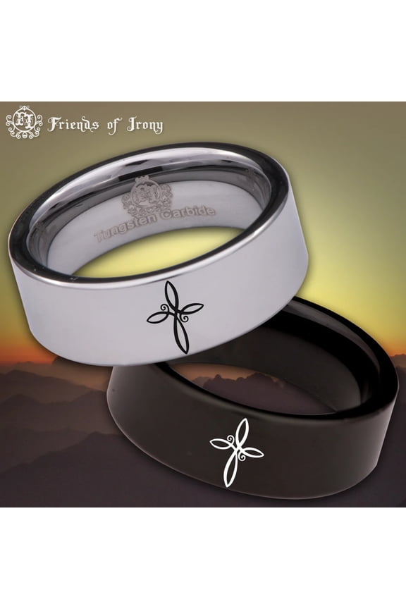 Infinity Cross Tungsten Carbide Ring