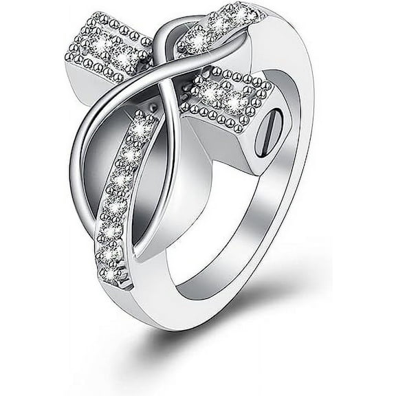 Infinity Crystal Cremation Ring for Ashes Cross Memorial Urn Jewelry Human Pet Memorial Keepsake Gift NO.6-NO.10