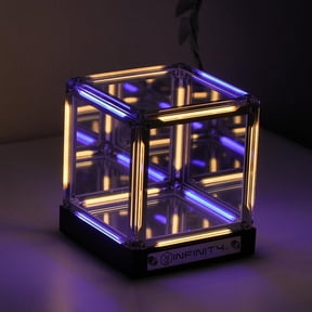 Infinity Cube Light, Infinity Mirror Cube 4D Acrylic LED Abyss Effect Touch Switch Dimmable Rechargeable Mood Night Light for Gaming Desk Office Bedroom Futuristic Decor