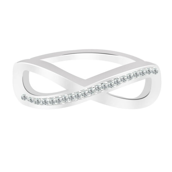 Infinity Diamond Ring, Criss Cross Diamond Engagement Ring, Forever One Love Ring, Promise Ring For Girlfriend, Pave Set Ring, 14K White Gold Plated, 1.5 Ct Simulated Diamond, Anniversary Gifts Ring