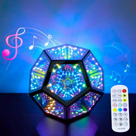Infinity Dodecahedron Light with Remote & APP Control, 3D Mirrror Tunnel Light Art Game Light, Multicolor Decorative Table Lamp for Bedroom Living Room Desktop Decoration, Christmas Gifts