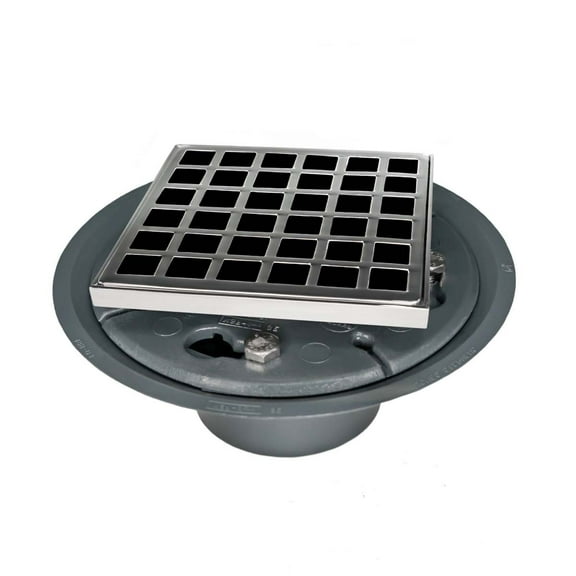 Infinity Drain 4" x 4" QD 4-2P PS Center Drain Kit: Polished Stainless