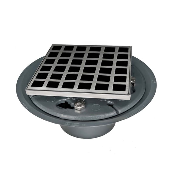 Infinity Drain 4" x 4" QD 4-2P SS Center Drain Kit: Satin Stainless