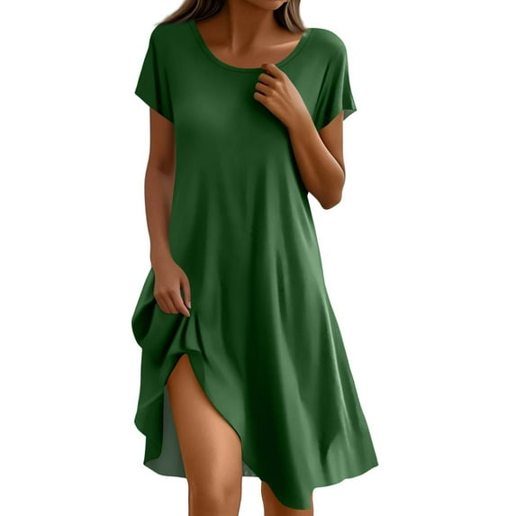 Infinity Dress, T Shirt Flared Short Sleeve Casual Solid Color V Neck Beach Flapper Dresses For Women Mother Of Groom Dresses Wedding Womens Spring 2025 Dresses Outfit Dresses (M, Dark Green) ZMTing