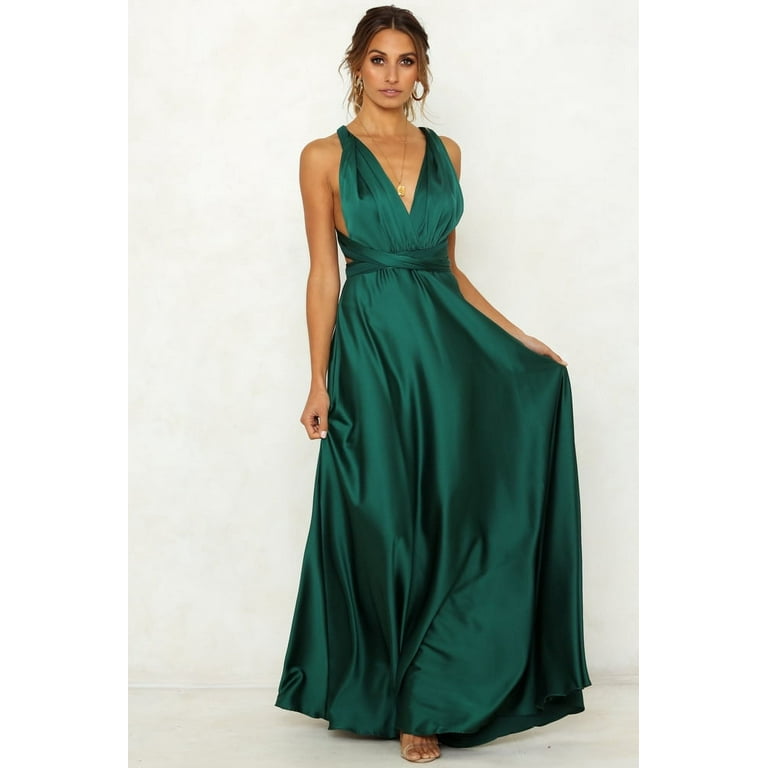 Infinity Dresses for Bridesmaids,Wedding Guest Dresses for Women,Plus Size  Wrap Dress Long Maxi Convertible Multiway Dresses, Green-L 