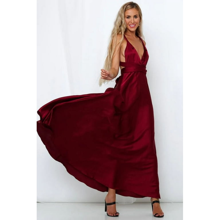 Infinity Dresses for Bridesmaids,Wedding Guest Dresses for Women,Plus Size  Wrap Dress Long Maxi Convertible Multiway Dresses, Red-S