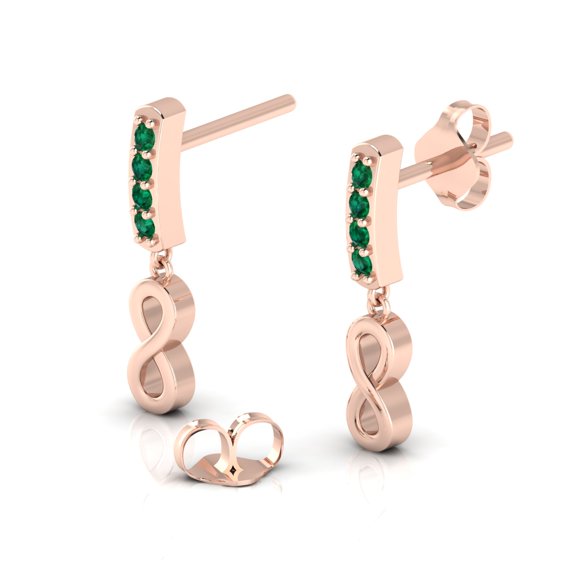 Infinity Drops Rose Gold Filled Emerald Earrings || Valentine's Day Gift Earring, Earring For Gift || Silver Diary