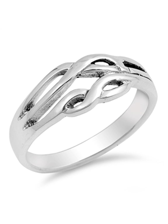 Infinity Endless Knot Link Purity Ring .925 Sterling Silver Band Jewelry Female Male Unisex Size 8