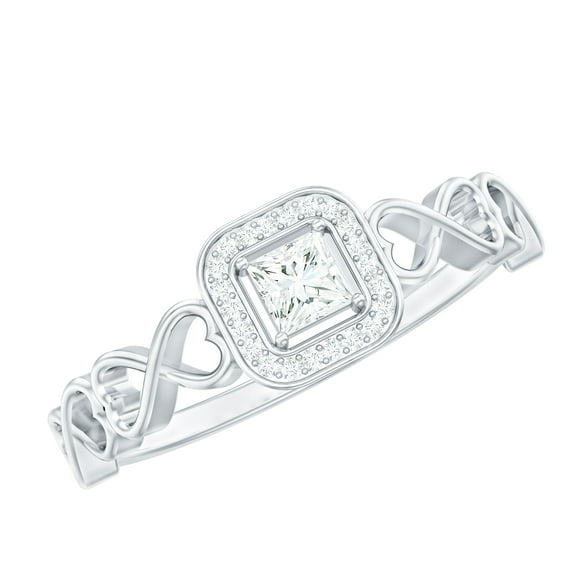 Rosec Jewels Infinity Engagement Ring with Diamond for Women, Designer Diamond Ring in Gold (1/4 CT, HI-SI Quality), 10K White Gold, US 12.50