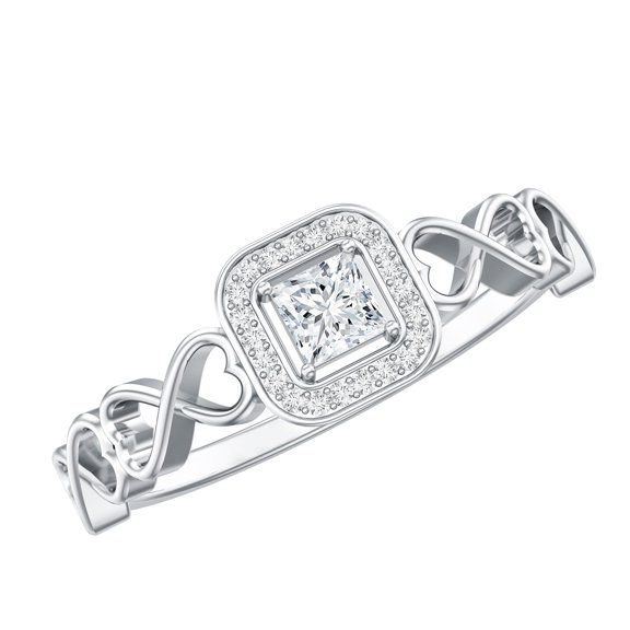 Infinity Engagement Ring with Diamond for Women, Designer Diamond Ring (HI-SI Quality), 18K White Gold, US 9.00