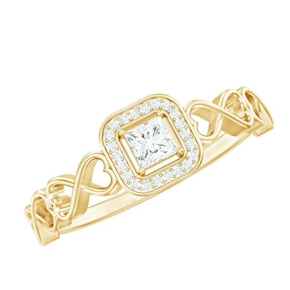 Rosec Jewels Infinity Engagement Ring with Diamond for Women, Designer Diamond Ring in Gold (1/4 CT, HI-SI Quality), 18K Yellow Gold, US 12.00