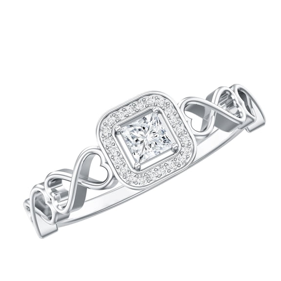 Infinity Engagement Ring with Diamond for Women, Designer Diamond Ring (HI-SI Quality), 925 Sterling Silver, US 4.00