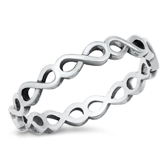 Infinity Eternity Forever Ring .925 Sterling Silver Band Jewelry Female Male Unisex Size 5